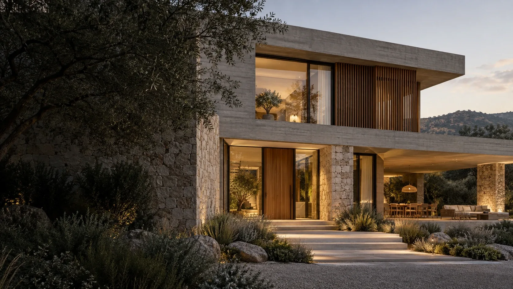 Imagen conceptual de una vivienda contemporánea en las sierras de Córdoba